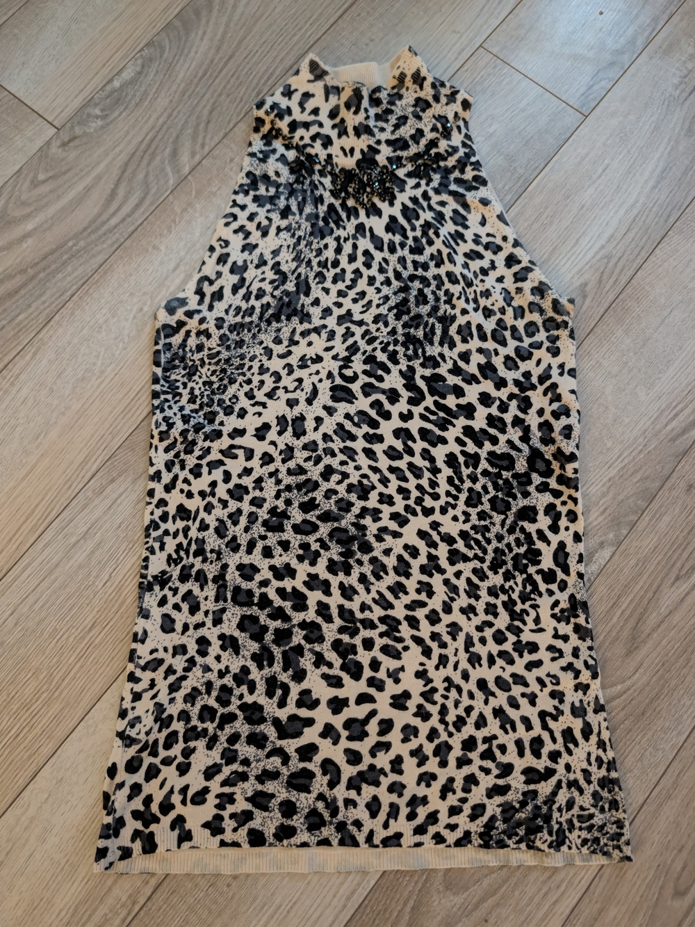 Vertigo Paris Black and Cream Leopard Halter Top